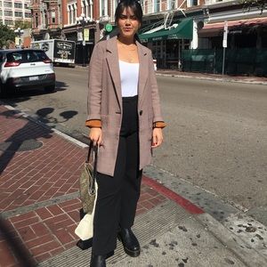 Express houndstooth single button blazer with pockets